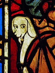 Un perro en el panel de San Pablo de la Capilla del Castillo, Rouen