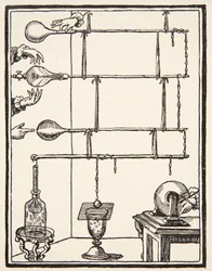 Descargas eléctricas en aire enrarecido, 1753, copia de Boris Mestchersky (d.1957) ilustración de Histoire de la Nation Francaise, Sciences, Volúmenes I y II, por Gabriel Hanotaux (1853-1944), 1924