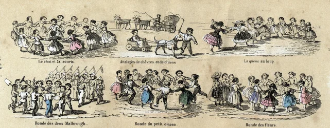 Descripción de los juegos y ocio infantil: las rondas. en "les jeux de l