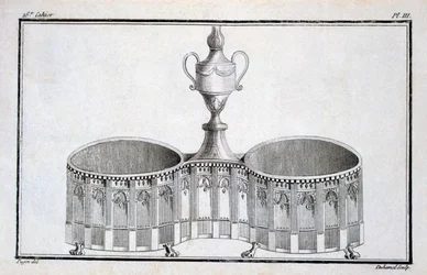 Diseño de Pugin, de un libro de patrones de diseños de metal neoclásico compilado por Duhamel, c.1770s-80s