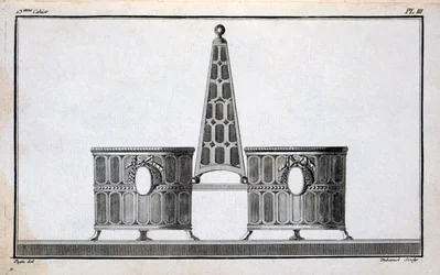 Diseño de Pugin, de un libro de patrones de diseños de metal neoclásico compilado por Duhamel, c.1770s-80s