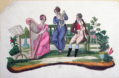 Diseño para un abanico que representa un concierto al aire libre, c.1830