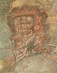 Detalle - El asedio de La Rochelle por las tropas del cardenal Richelieu en 1627-68 (óleo sobre lienzo)