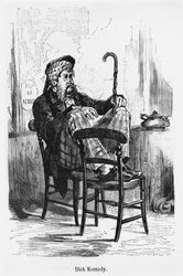 Dick Kennedy, ilustración de Cinco semanas en globo de Jules Verne (1828-1905) París, Hetzel