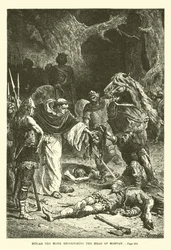 Ditcar el Monje reconociendo la cabeza de Morvan