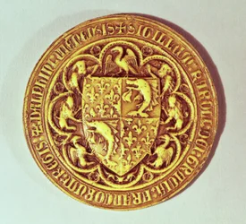 Sello de Delfín, el Escudo de Francia, con delfines y flor de lis, 1376
