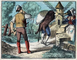 El burro con la piel del león. Fábulas de Jean de La Fontaine (1621-95). Imagen de Epinal de finales del siglo XIX.