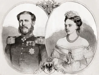 Duque Guillermo de Mecklenburg-Schwerin y su esposa la Princesa Federica Guillermina Luisa Isabel Alejandrina de Prusia, de 