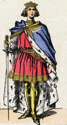 Dinastía de los Capetos: Retrato de Felipe III llamado el Atrevido (1245-1285), rey de los Francos de 1270 a 1285. Imagen de Épinal de finales del siglo XIX. Colección privada.