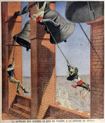 Campanas de Pascua en la Giralda de Sevilla, ilustración de portada para Le Petit Journal, 19 de abril de 1908