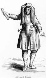 Judío francés del siglo XVIII sosteniendo una Mezuzá