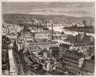 Elbeuf - Sena-Marítimo - grabado en “La France illustree: geographie, histoire, administration statistique” por V.A. Malt-Brown. 1884