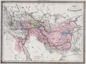 Imperio y Expedición de Alejandro Magno - Lámina del “Atlas Universal de Geografía Antigua y Moderna para el Uso de Escuelas Residenciales” por Vuillemin - ca. 1845