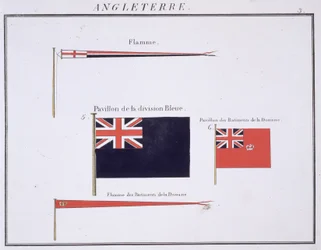 Banderas inglesas, de un libro francés de banderas, c.1819
