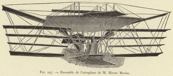 Conjunto del aeroplano de M Hiram Maxim