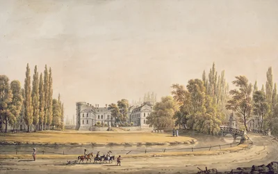 Entrada al parque y castillo en Ermenonville, principios del siglo XIX