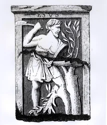 Esus, el Gran Dios de la Naturaleza, ilustración de Ciencia y Literatura en la Edad Media y el Renacimiento, escrito y grabado por Paul Lacroix, 1878