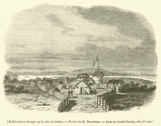 Establecimientos franceses en la costa guineana (grabado)