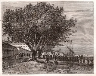Evian-les-Bains - Alta Saboya - grabado en “La France illustree: geographie, histoire, administration statistique” por V.-A. Malt-Brown. 1884
