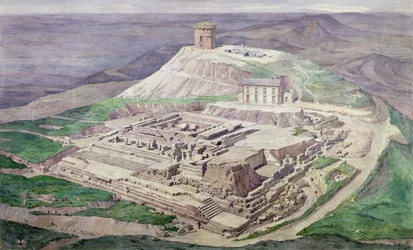 Excavación de las ruinas del templo galorromano de Mercurio en 1876 (acuarela)