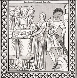 Ejecución de San Juan Bautista, después de una miniatura en un libro de salmos del siglo XIII de San Luis, de 