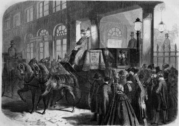 Salida del Emperador Napoleón III (1808-1873) de la Comédie Française (Comédie-Française) después de una representación de “Chatterton”. París