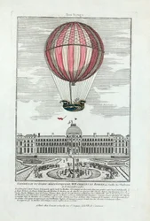 Experiencia del globo aerostático de MM. Charles y Robert en el Jardín de las Tullerías el 1 de diciembre de 1783, pub. 1783