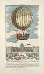 Experiencia del globo aerostático de MM. Charles y Robert en el Jardín de las Tullerías el 1 de diciembre de 1783, pub. 1783