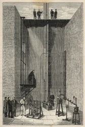 Experiencia de Henri Victor Regnault (1810 - 1878) - Henri-Victor Regnault en el Colegio de Francia - Grabado en "Ciencias puestas a disposición de todos - física y química" por Alexis Clerc. Finales del siglo XIX. Colección privada.