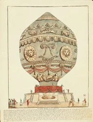 Experimento de los hermanos Montgolfier con globo de aire caliente en el Castillo de La Muette, 21 de noviembre