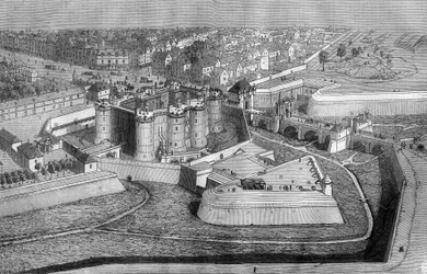 Vista exterior de la Bastilla en París en 1650.