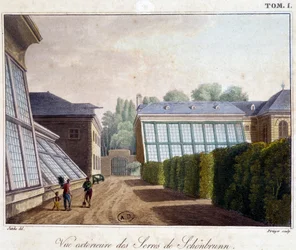 Vista exterior de los invernaderos de Schönbrunn - en "Viaje pintoresco en Austria" por el Conde Alexandre de Laborde, París, Didot el mayor