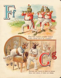 F G: Rana, flauta, cabra, gimnasia