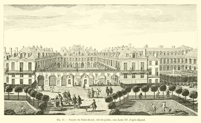 Fachada del Palais-Royal, lado del jardín, bajo Luis XV