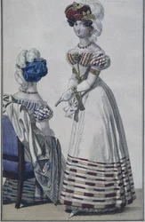 Placa de moda, París, ilustración de Le Petit Courrier des Dames, c.1820