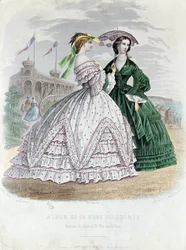 Damas parisinas de moda en la playa, 1861