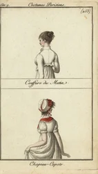 Peinado y sombrero a la moda, París
