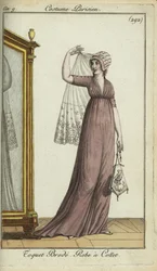 Mujer a la moda con sombrero toquet bordado