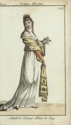 Mujer a la moda con chal de cachemira