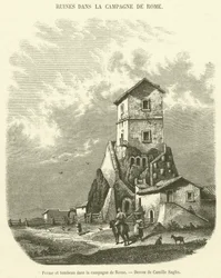 Granja y tumba en la campiña de Roma