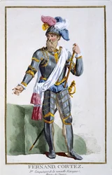 Fernand Cortez, grabado por Pierre Duflos, 1780