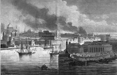 Incendio del distrito ministerial en San Petersburgo, Rusia