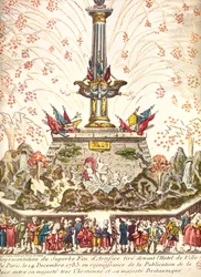 Fuegos artificiales frente al Hotel de Ville en París celebrando la Paz de Versalles, 14 de diciembre de 1783