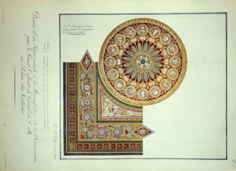 Primer Imperio: diseño de una alfombra ejecutada en la Manufactura de la Savonnerie para el Gabinete de Trabajo del emperador Napoleón I (1769-1821) en el Palacio de las Tullerías en París