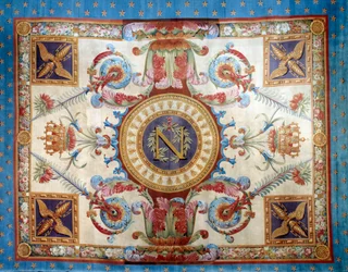 Primer imperio: alfombra del salón trono del Palacio de las Tullerías realizada por la fábrica de jabón. Sol 7,80 x 6,40 m. 1809 Malmaison, musee du chateau