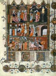 Fr 22495 f.9 Las Cruzadas: La Toma de Jerusalén por los Turcos y la Masacre de los Cristianos, de Le Roman de Godefroi de Bouillon