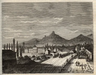Francia, Alsacia, Bajo Rin (67), Saverne: Orillas del Zorn, el antiguo Château du Haut Barr construido sobre las rocas - grabado en “Francia ilustrada: geografía, historia, administración estadística” por V.A. Malt-Brown. 1884