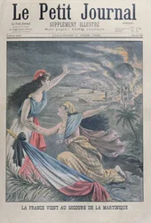 Francia Ayuda a Martinica tras la Erupción de un Volcán, Montaña Pelée, en Martinica, de Le Petit Journal, 1 de junio de 1902
