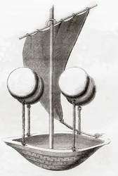 Concepto de barco volador de Francesco Lana de Terzi c.1670, de Les Merveilles de la Science, publicado c.1870