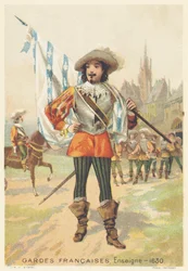 Guardias Franceses, Alférez en 1630 (Regimiento de infantería de la Casa del Rey de Francia, creado en 1563 y disuelto en 1789)